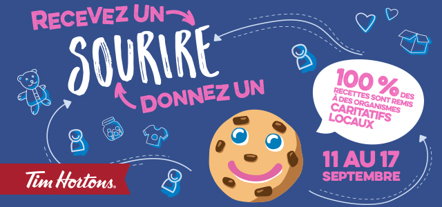 La campagne de biscuits sourire de Tim Hortons appuie La Fondation Les Amis d'Elliot